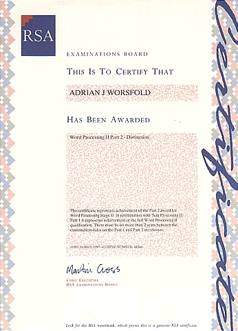 Click for certificates menu