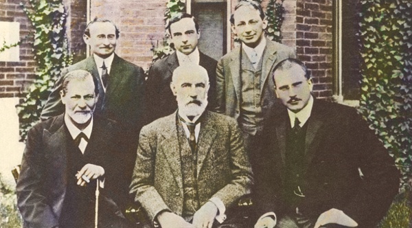 Massachusetts September 1909: A.A. Brill, Ernest Jones, Sandor Ferenczi, Sigmund Freud, Stanley Hall, C. G. Jung