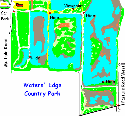 Waters' Edge Country Park map - click for other article on clay pits